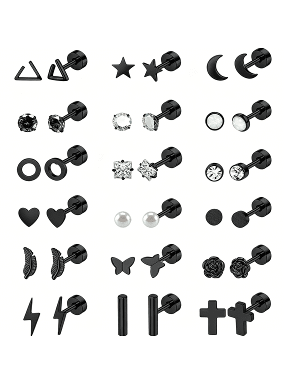 Hypoallergenic Flat Back Earrings for Women Surgical Steel Earrings for Sensitive Ears 20G Flatback Cartilage Earrings Stack
