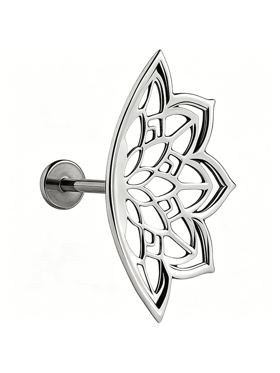 Hypoallergenic Titanium Earrings for Women,Boho Cartilage Helix Earring Gothic Punk Geometric Mandala Lotus Flower Hidden Helix Piercing Earrings Unique Gift Jewelry