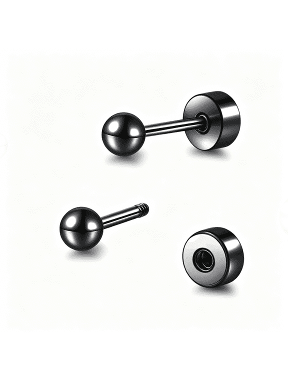 Hypoallergenic Titanium Screw Back Flat Back Ball Stud Earrings 3Mm-5Mm Simple Classic Stud Earrings for Women Men Sensitive Ears