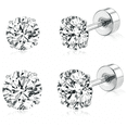 thumbnail image 1 of DESIGNICE Implant Grade Titanium Flat Back Stud Earrings for Women Men, Gold/White Gold Plated Tragus Labret Cartilage F136 Piercing Jewelry for Sensitive Ears, with 4-6mm Cubic Zirconia, 1 of 6