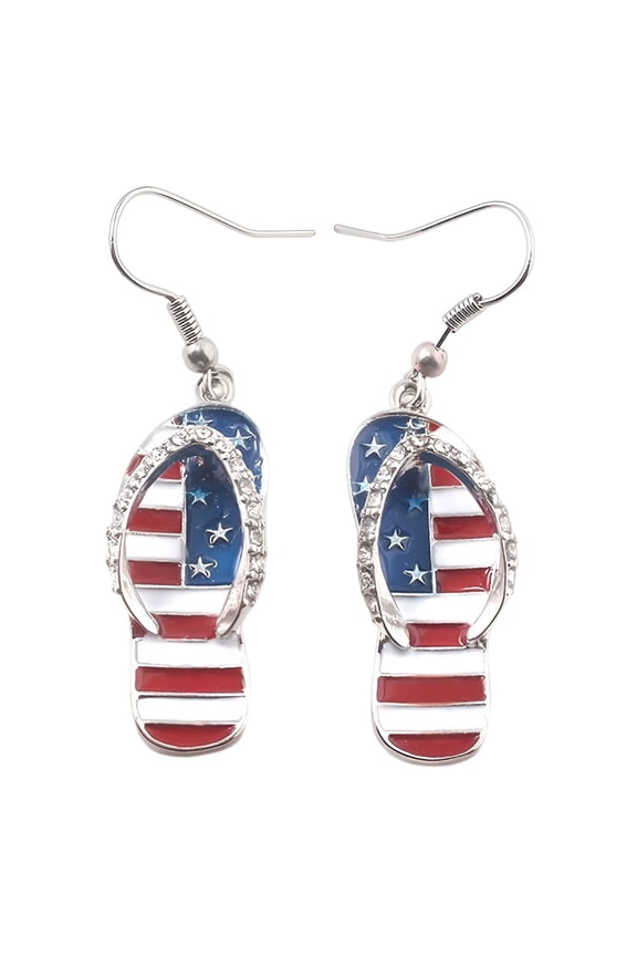 Independence Day Slipper Earrings American Flag Fashion Ear Hook Jewelry Women National Enamel Slippers Shape Dangle Earrings Usa Flags Earrings