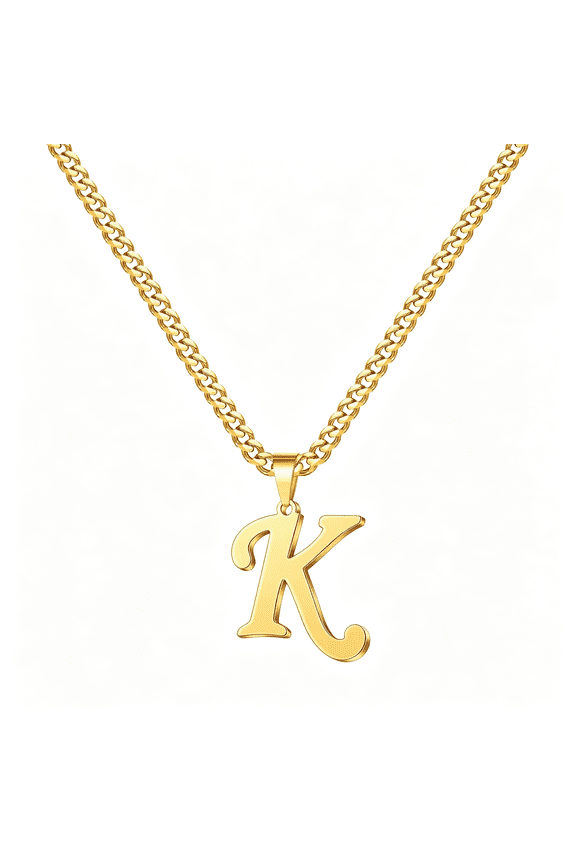 Initial A-Z Letter Necklace for Men Boys Women, Stainless Steel Cuban Link Chain Letter Pendant Necklaces Capital Monogram Necklace Jewelry Gifts for Men 20+2"Es