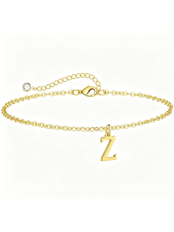 Initial Anklet for Women 14K Gold Plated Waterproof Anklets Trendy Summer Beach A-Z Letter Ankle Bracelet Jewelry for Gift Custom Anklets for Women