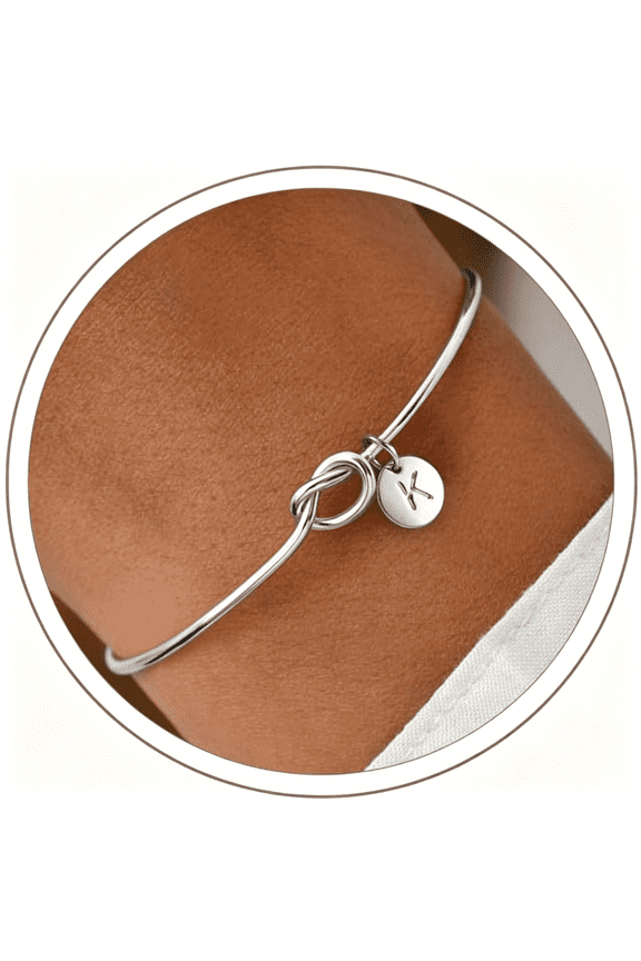 Initial Bracelets for Women-Dainty Knot Letter A-Z Initial Bracelet Personalized Cuff Bangle Bracelet for Women Jewelry Gifts