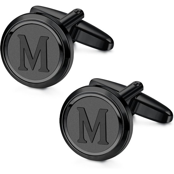 DESIGNICE Initial Gold Cufflinks for Men Gold Cuff Links Personalized Copper CuffLinks Letter Cufflinks Gift for Groom Husband Father