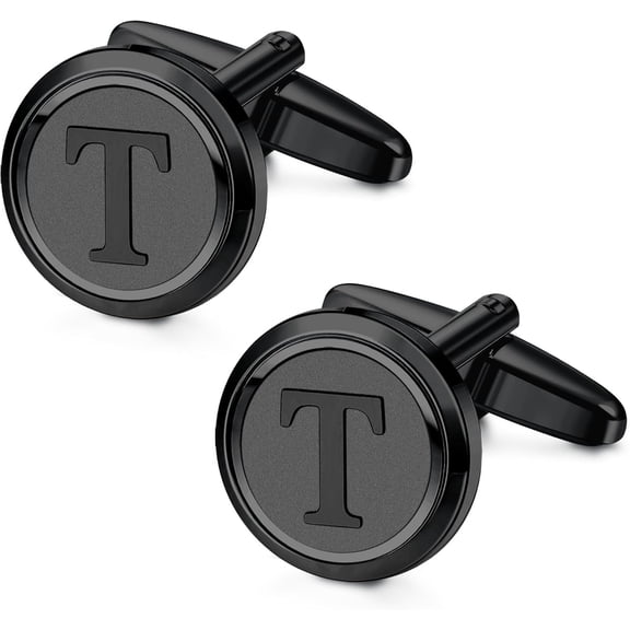 DESIGNICE Initial Gold Cufflinks for Men Gold Cuff Links Personalized Copper CuffLinks Letter Cufflinks Gift for Groom Husband Father