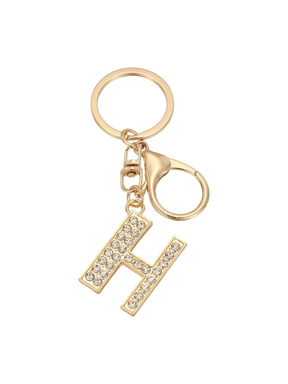 Initial Letter Key Chain A-Z Keychain Initials Keyring Cute Metal Crystal Alphabet Keyring for Keys H Letter Key Chain