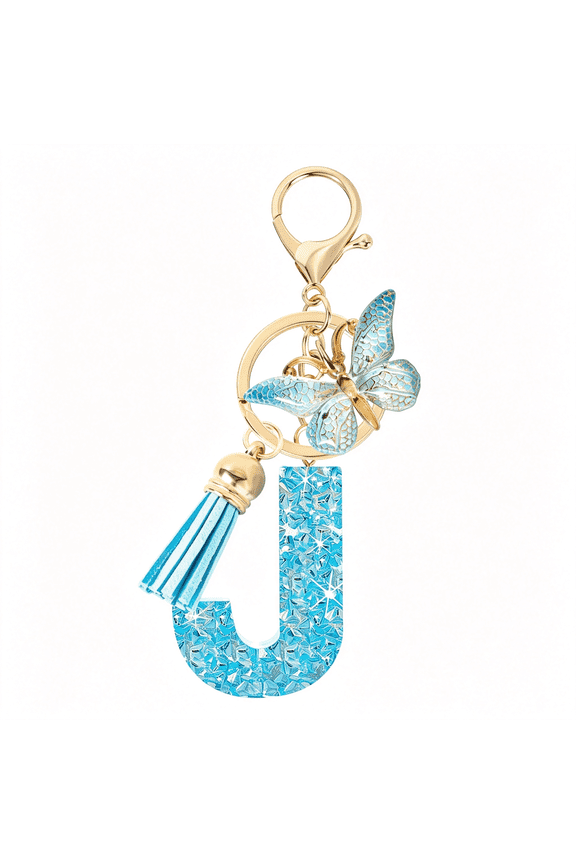 Initial Letter Keychains for Women Girls Tassel Butterfly Cute Keychain for Wallet Backpack Charm Cute Keychains