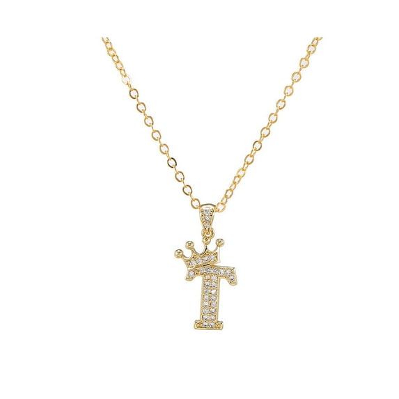 DESIGNICE Initial Necklaces for Women,Elegant Gold Initial Necklace for Women,Delicate Dainty Necklace Set with Zirconia,Timeless Initial Necklace for Manyday Style,T