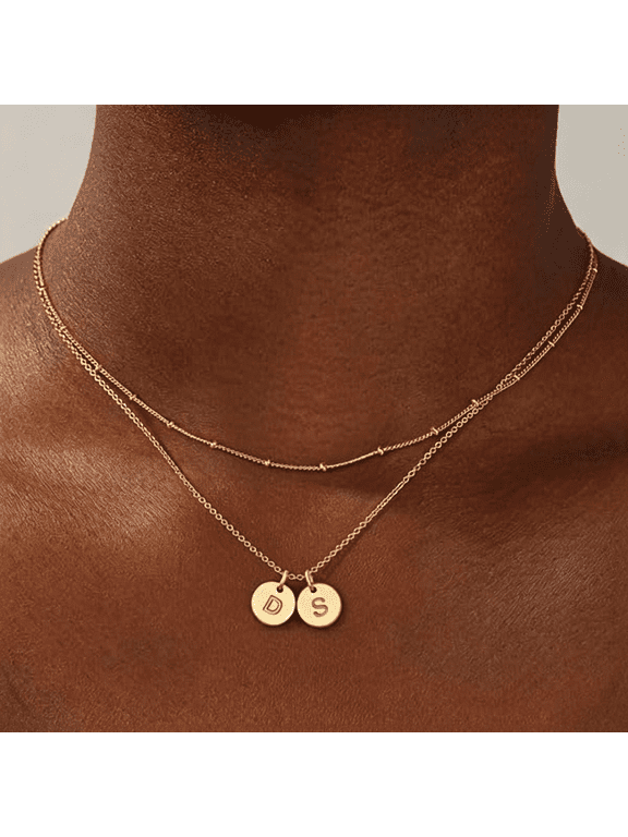 Initial Necklaces for Women, Personalized Birthday Gifts Jewelry | Dainty 14K Gold Plated Layered Two Letter A-Z Stackable Pendant Necklace, Trendy Friendship Gifts for Women Girls Jewelry