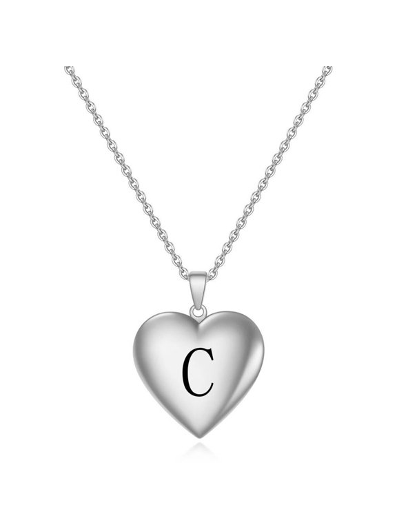 Initial Necklaces for Women,Personalized Engraving Silver Initial Necklace for Women,Long-Lasting Shine Titanium Steel Dainty Necklace,Customizable Initial Necklace,C