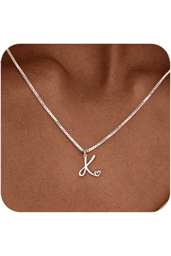 Initial Necklaces for Women Trendy, Dainty Silver Letter Necklace Cute Pendant Choker Name Necklace Personalized Costume Monogram Silver Jewelry Necklace for Women Valentines Gifts