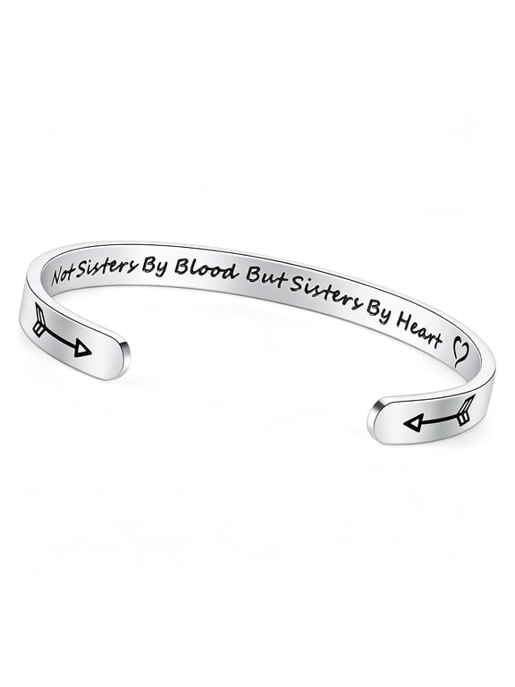 Inspirational Bracelets for Women Teen Girls Gifts for Daughter Granddaughter Mom Sister Friends Stainless Steel Engraved Cuff