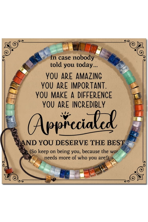 2026 New Inspirational Gifts Bracelets for Women-Healing Natural Rainbow Stone Bracelets-Cheer Up Appreciation Gift for Teachers,Women,Friends,Sisters,Coworkers,Employees