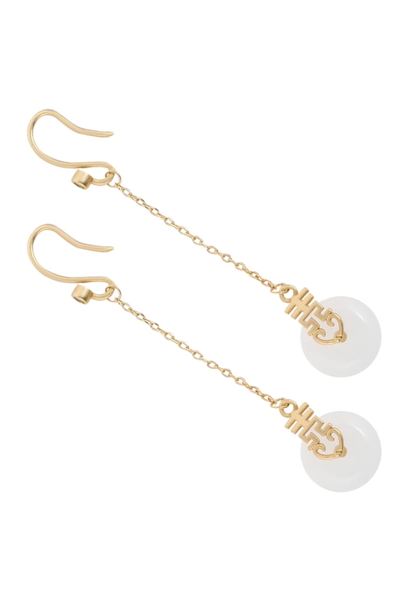 Jade Earrings for Women Green Hook Female Jewelry Dangle