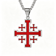 DESIGNICE Jerusalem Cross Necklace,Crusader Templar Cross Pendant Necklace,Stainless Steel Cross Biker Necklace for Men Women Classic Jerusalem Cross