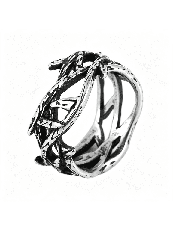 Jesus Crown of Thorns Ring for Men Gothic Stainless Steel Pinky Ring Durable Stainless Steel Rings