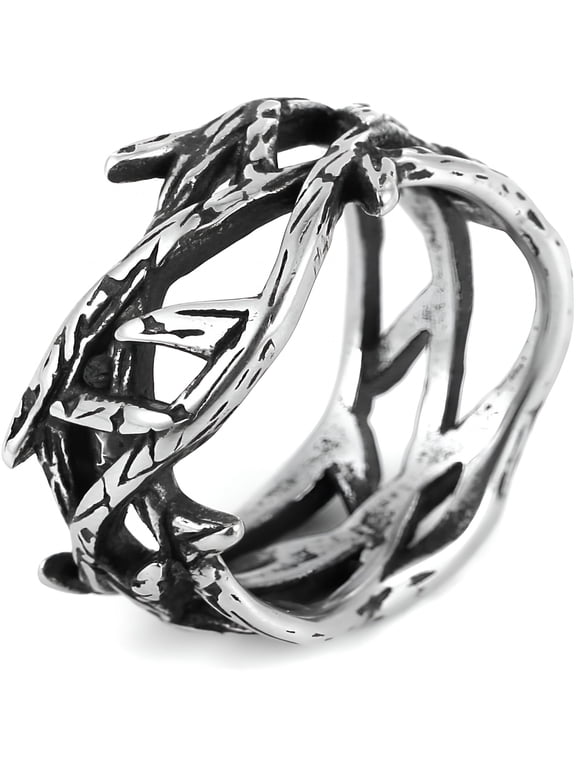 Jesus Crown of Thorns Ring for Men Gothic Stainless Steel Pinky Ring