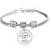 DESIGNICE Jewelry Bracelet,Personalized Stitch Charm Bracelet,Custom Stainless Steel Bracelets,Silver