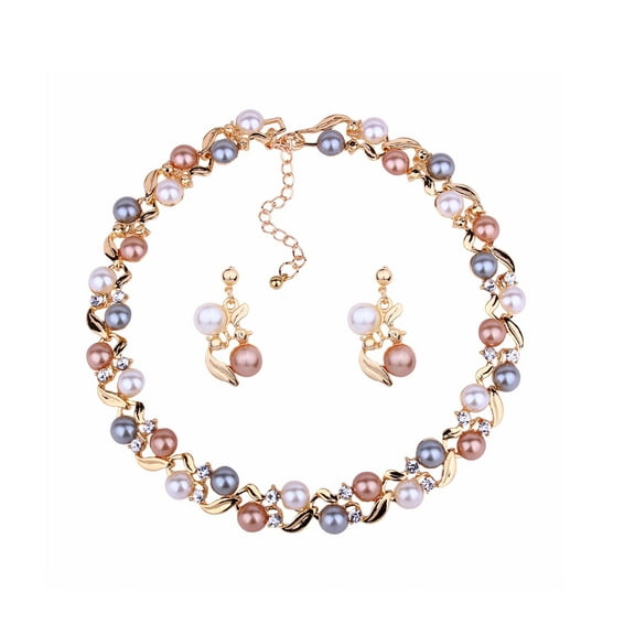 DESIGNICE Jewelry Set,Elegant Faux Pearl Necklace and Earring Set,Versatile Pearl Jewelry for Women,Timeless Necklace to Complement Any Outfit