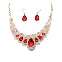 DESIGNICE Jewelry Set,Vibrant Drop Rhinestone Pendant Necklace,Colorful Earrings Jewelry Sets for Women,Bold Gemstone Necklace for Women Adjustable Length