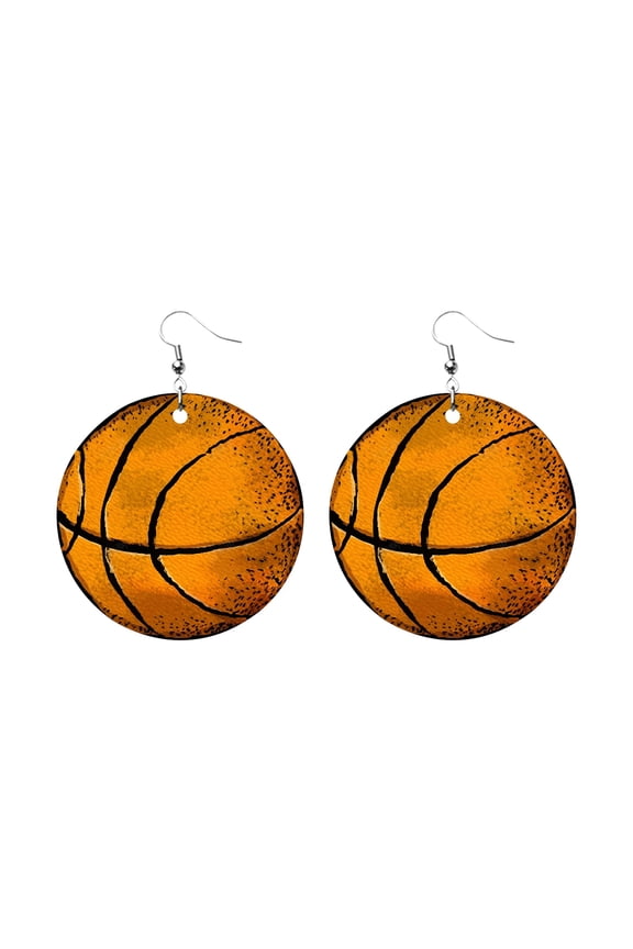 Jewelry Women's Sports Fans Baseball Leather Earrings Artificial Leather Pendant Earrings Football Basketball Earrings Sparkling Softball Football Mom Earrings (B,One Size)