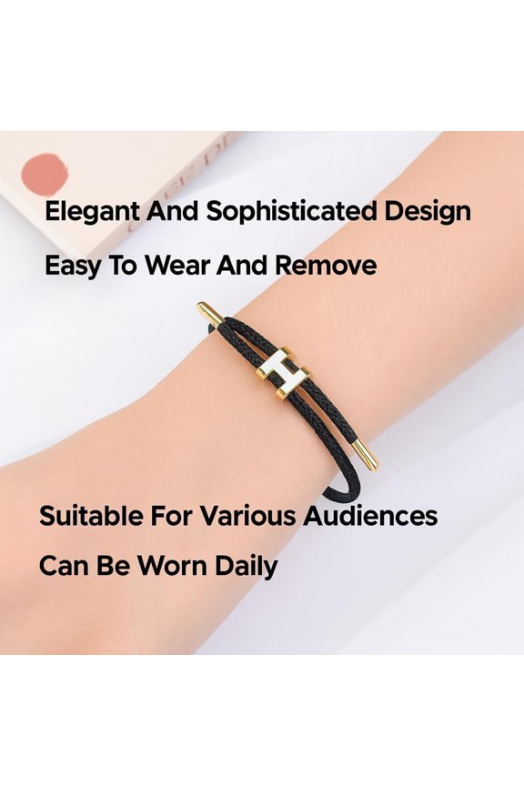 Jw Bracelet with Adjustable Design Polished H Shape Buckle, Bracelets for Women, 18K Gold-Plated Buckle Design Titanium Steel Wire Rope Women'S Gift Jewelry