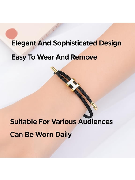 Jw Bracelet with Adjustable Design Polished H Shape Buckle, Bracelets for Women, 18K Gold-Plated Buckle Design Titanium Steel Wire Rope Women'S Gift Jewelry