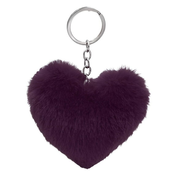 DESIGNICE Key Chain,Warm Soft Pom Keychain Charms,Charming Heart Shape Keychain for Women,Purple