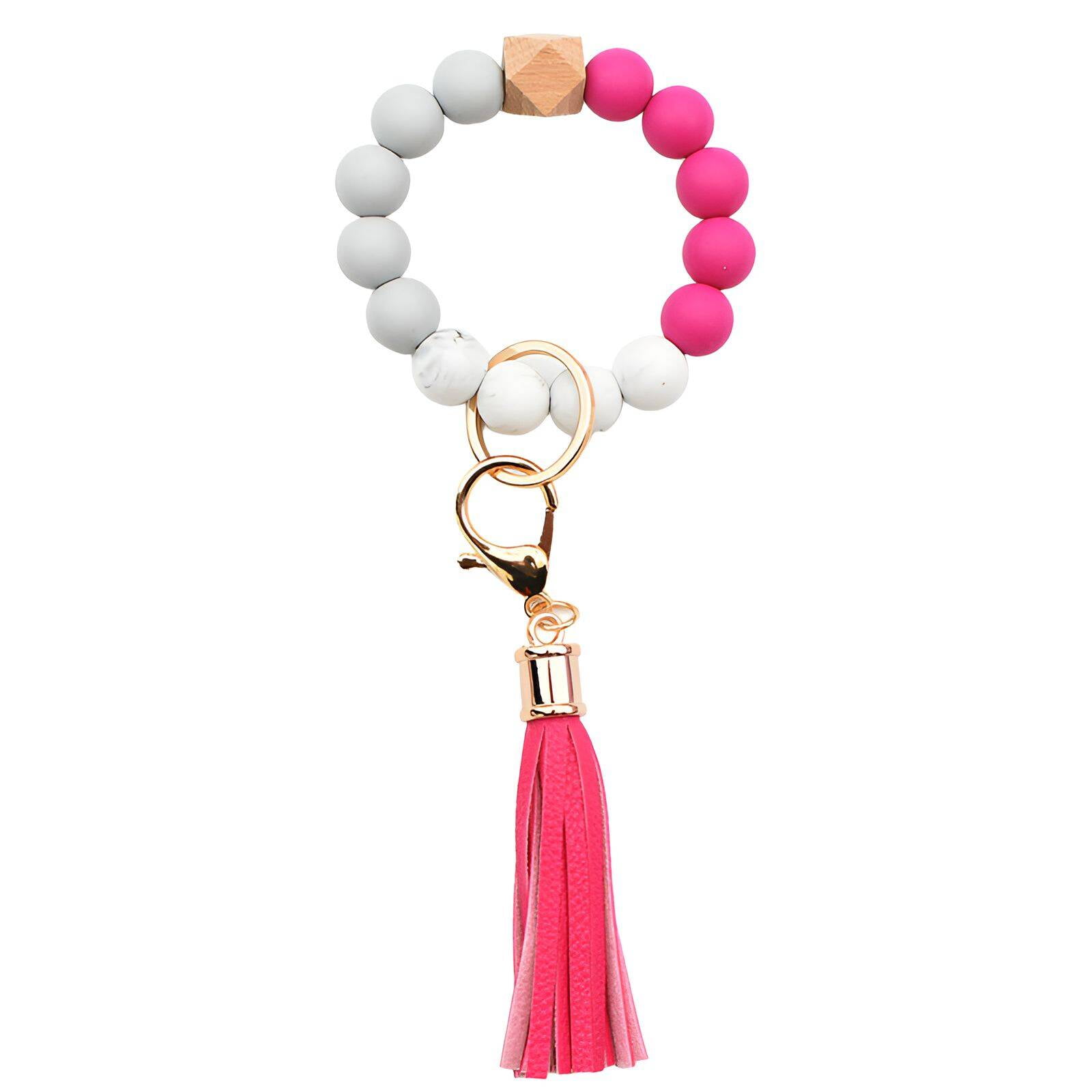 DESIGNICE Key Chains Women Cute,Wooden Bead Combination Key Ring ...