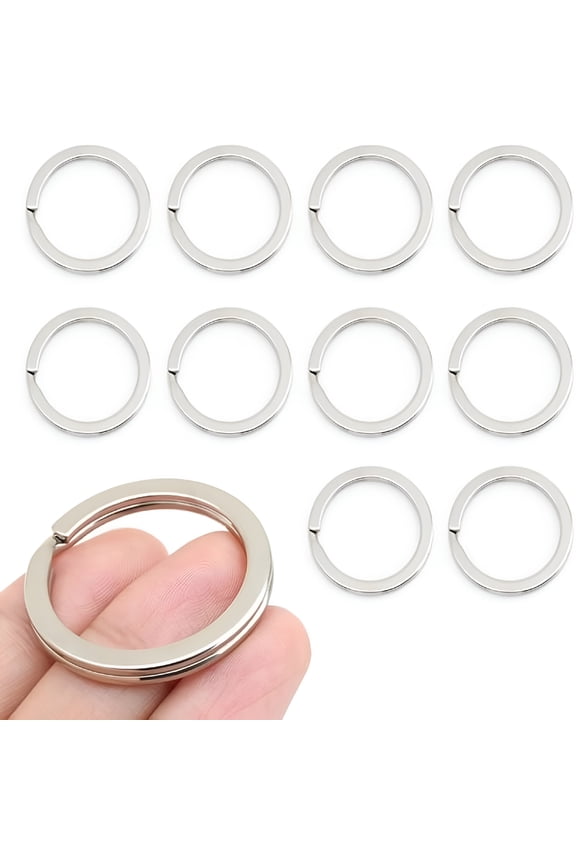 Key Rings Quality Keychain Rings Metal Flat Split Rings for Car Keys Attachment Diy Leathercraft 10Pcs Silver