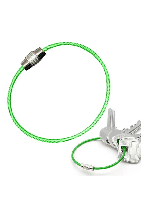Keychain, 1 Pack of 6 Inches Large Stainless Steel Wire Ring 2Mm Cable Loop Rings for Hanging Luggage Tag, Keys and Id Tag Keepers - Green Heavy Duty Key Ring
