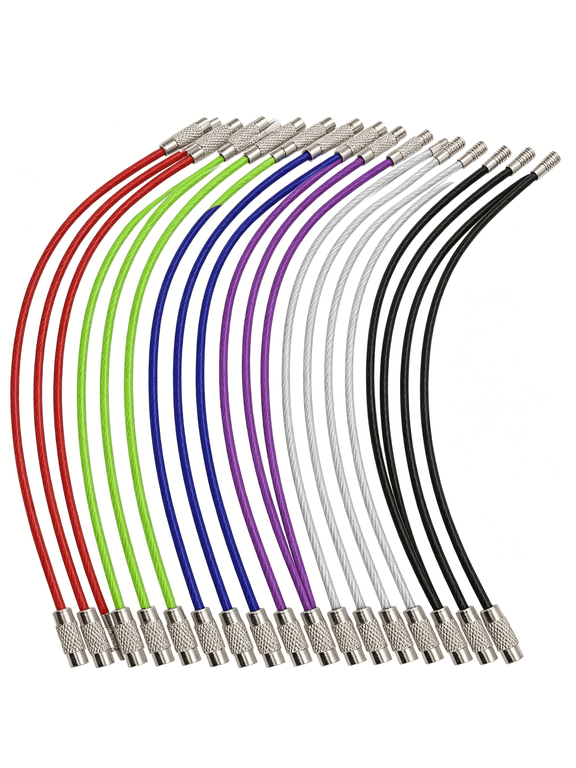 Keychain,4.3 Inch/6.3 Inch Stainless Steel Wire Rings Cable Keyring Loop for Luggage Tags,Keys and Id Tag Keepers