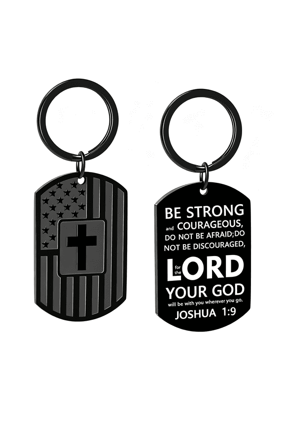 Keychain for Boyfriend Religious Christian Gifts for Men Women Teens Bible Verse Joshua 1:9 Cross Keychain First Communion Baptism Gifts Religious Key Chains Men