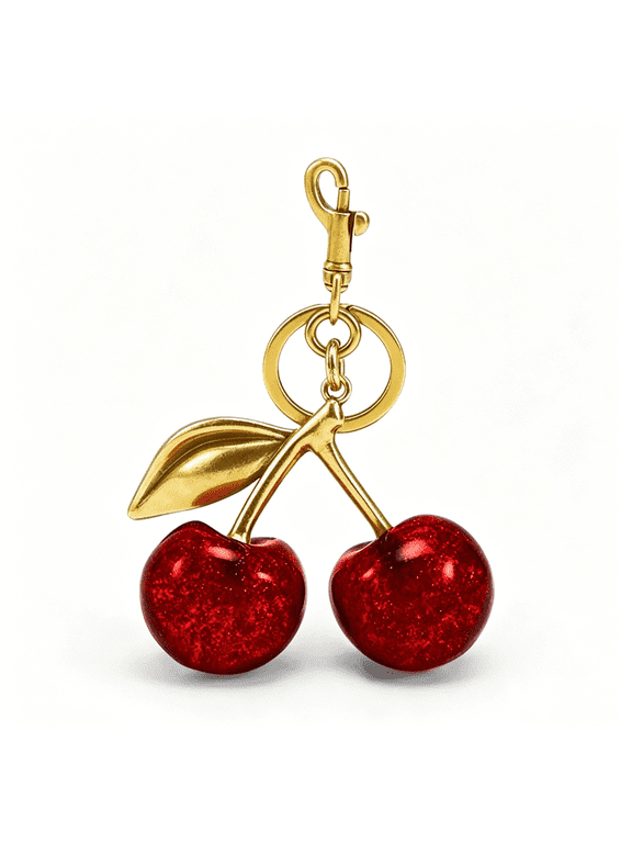 Keychain Cherry Bag Charms Purse: Key Chains Women Cute - Car Keyrings Leather Handbags - Fashion Enthusiasts Bag Charms