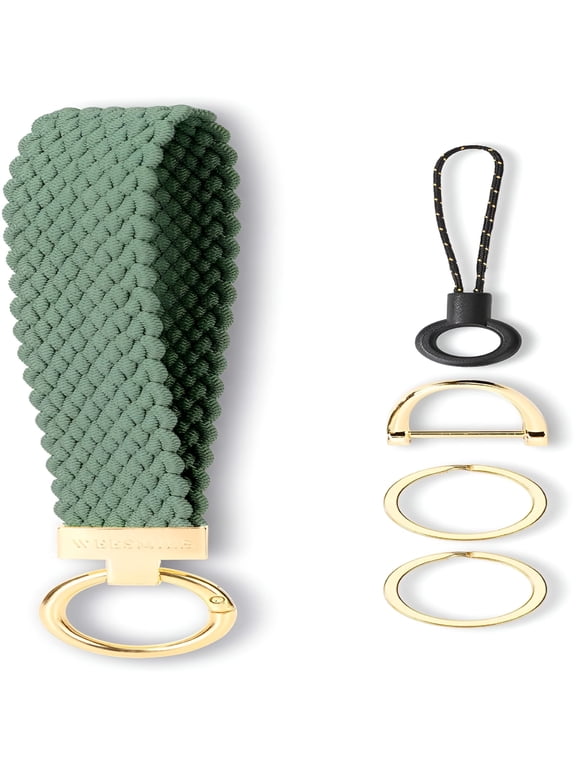 Keychain Wristlet,Stretchy Key Chain for Car Keys with 2 Keyrings and D Ring,Wrist Lanyard for Women Men