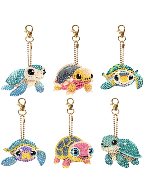 Keychains Kits,Double Sided Diamond Art Keyrings for Adults,Diy Art Key Rings Ornaments Kits