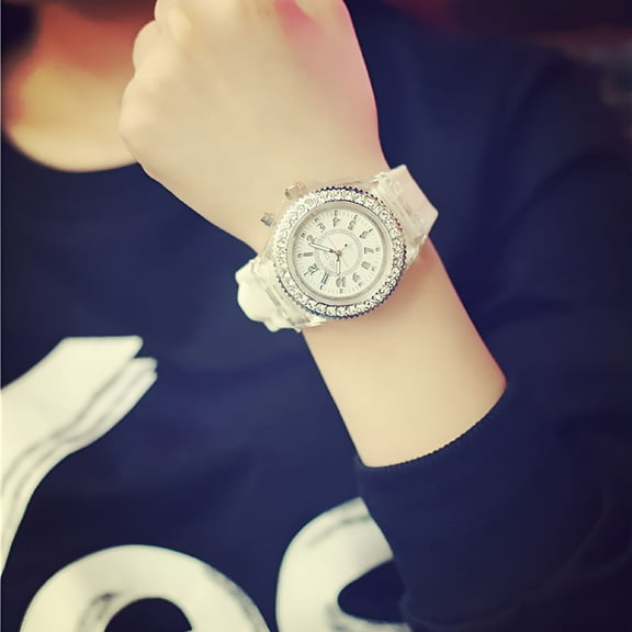 DESIGNICE LED Backlight Sport Waterproof Quartz Wrist Watches Womens Expansion Band Watches with No Batteries Large Face Digital Watch for Seniors Mens Watch Stretch Band Watches with Secondhand