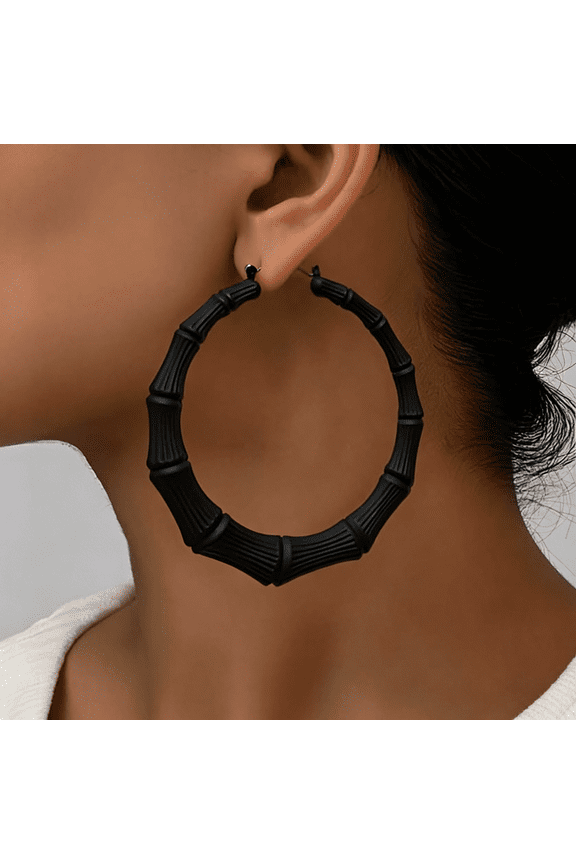Large Bamboo Hoop Earrings for Women Hip Hop Chunky Gold Hoop Earrings 80S 90S African Jewelry Gifts Rapper Party Accessories