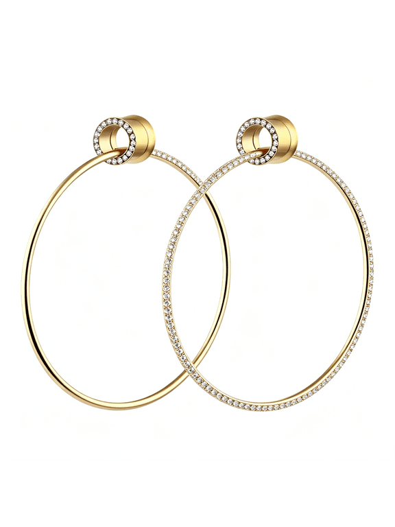 Large Hoop Ear Gauges Double Flare Ear Tunnels Expander Gold Dangle Gauges Plugs Stretcher Stainless Steel Piercing Jewelry Cz Gold Stainless Steel Dangle Gauges