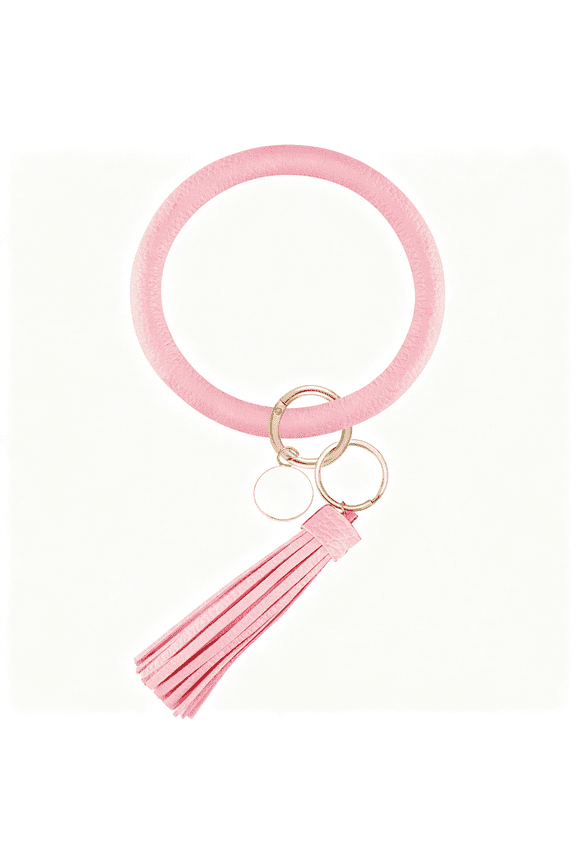Large Keychain Bracelet with Tassel,Circle Leather Wristlet Key Ring for Women,Bangle Key Chains Holder for Girls