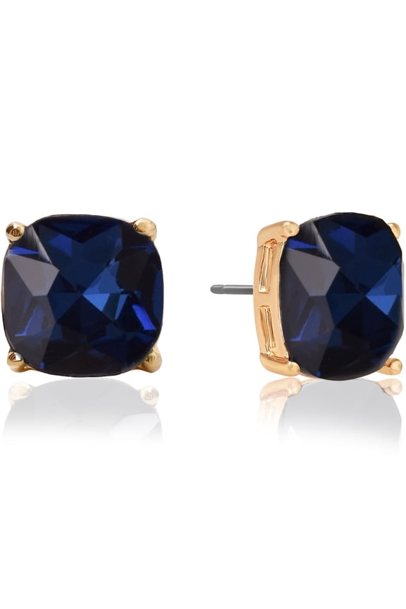 Large Square Stud Earrings for Women-Big Gold-Tone Glitter Statement Post Ear Studs