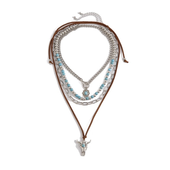 DESIGNICE Layered Necklaces for Women,Bold Tiered Aesthetic Long Necklaces for Women,Elegant Chain Texture Necklaces for Women,Green2