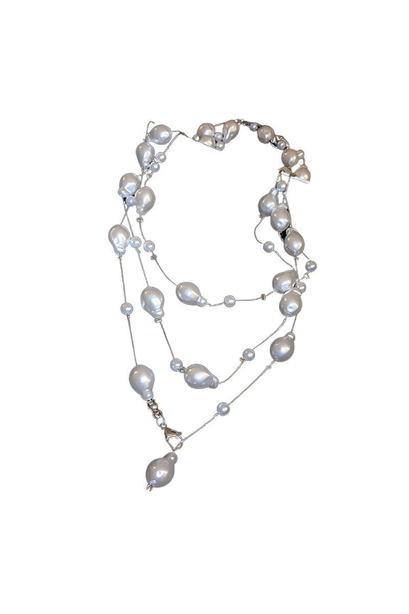 Layered Necklaces for Women,Fine Chain Radiance Long Necklaces for Women,Elegant Silver Shine Necklaces for Women,White