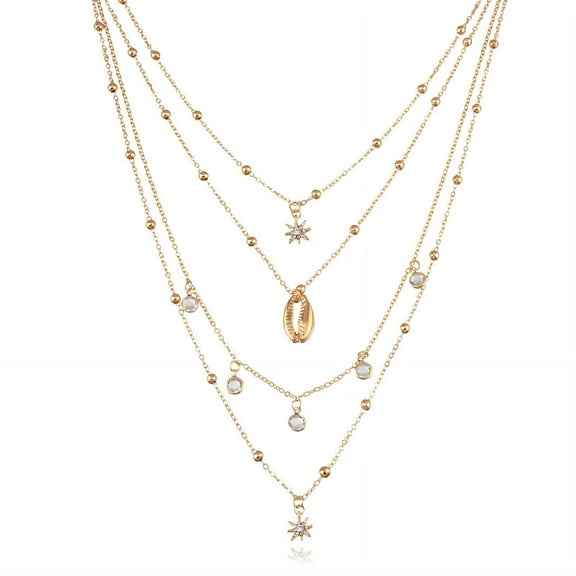 DESIGNICE Layered Necklaces for Women,Glossy Metal Finish Long Necklaces for Women,Hypoallergenic Clasp Necklaces for Women,Gold