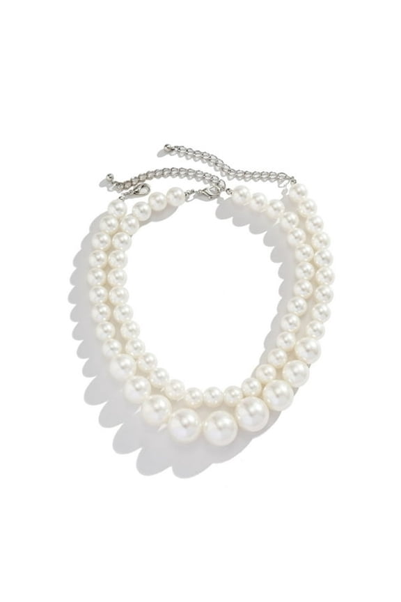 Layered Pearl Choker Necklace for Women Pearl Beaded Necklace White Pearl Strand Necklace Jewelry Gift for Women Simple Bridesmaid Jewelry Gifts for Halloween Christmas Valentine Party