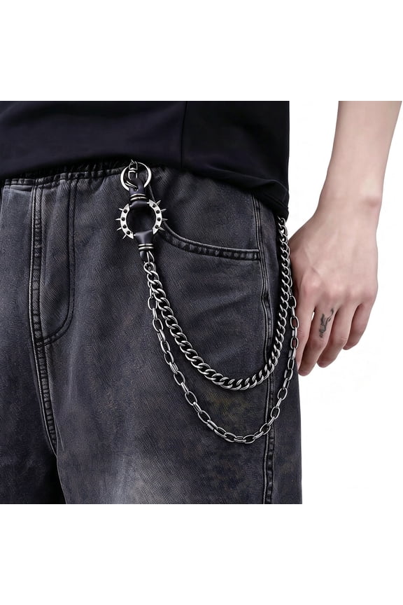Layered Punk Pants Chain for Men Women,Gothic Hip Hop Jean Chain Wallet Chain Biker Trouser Chain,Goth Emo Fashion Keychain Accessories,Durable Wallet Chain