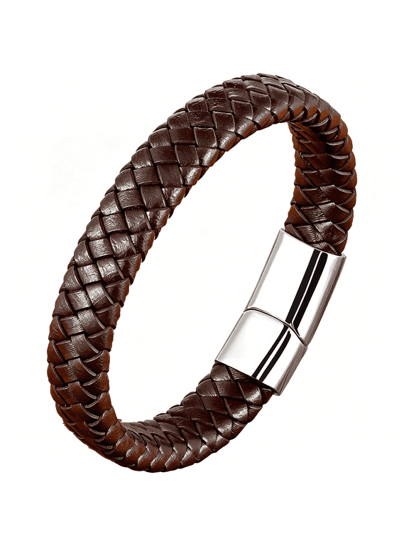 Leather Bracelet for Men,Braided Mens Cuff Bracelets with Stainless Steel Clasp Stacked Multi Style Color Anniversary Father'S Day Birthday Christmas Jewelry Gifts for Him