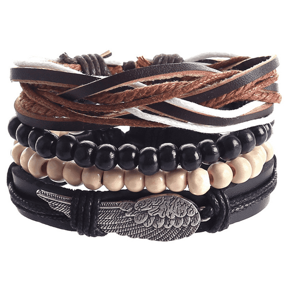 DESIGNICE Leather Bracelet for Men Braided Bracelet Emo Accessories Leather Bracelet Matching Bracelets for Couples Style 4