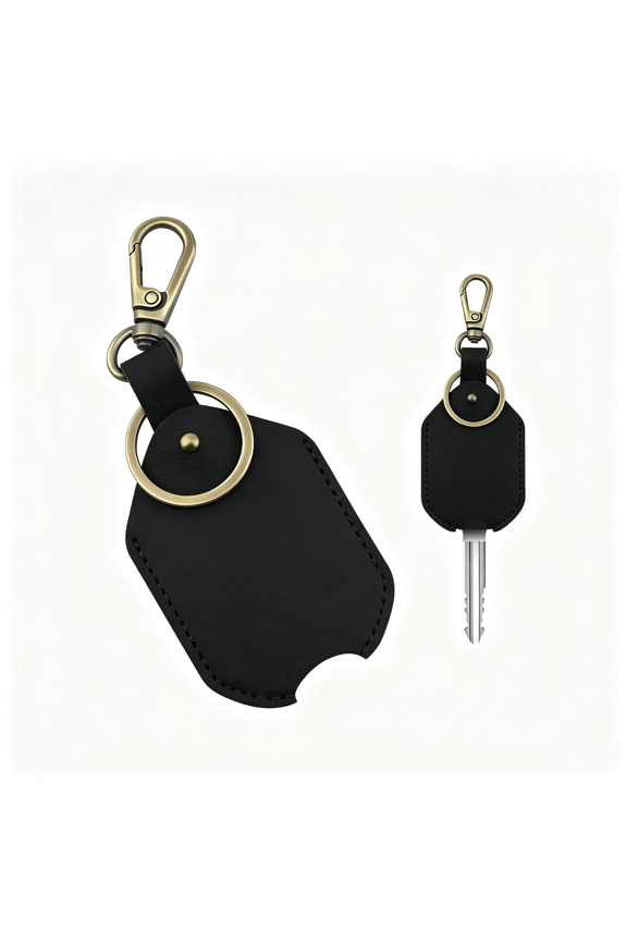 Leather Car Key Cover, Key Covers for Car Keys, Broken Key Protector with Iron Key Ring (Retro Black) Key Cover